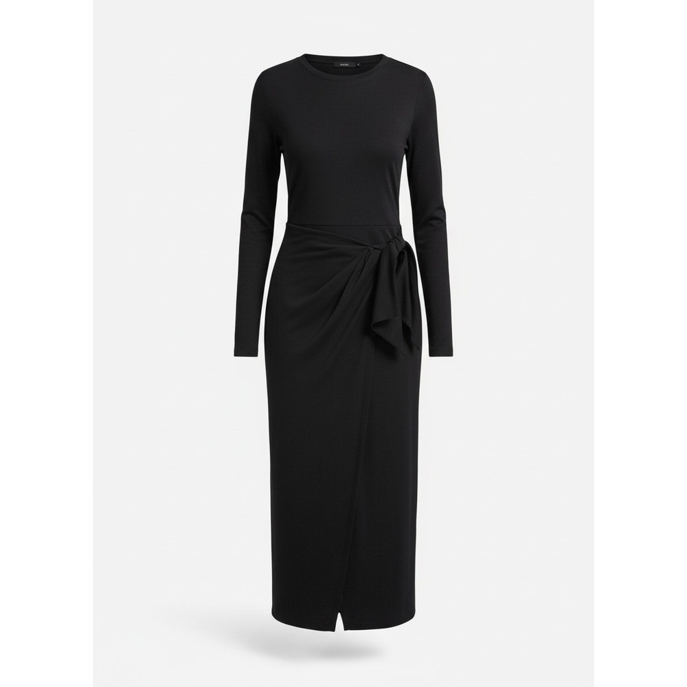 Isabel Marant Etoile Black Lisy Long-Sleeve Wrap Dress Size 34/US XS Minimalist